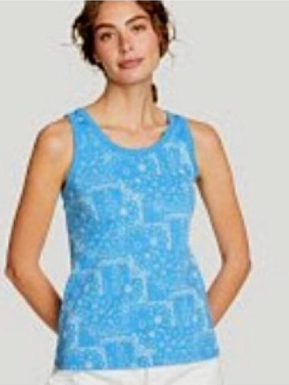 NWT Bandana Paisley Print Blue & White Cotton Tank Top -  XL Tall